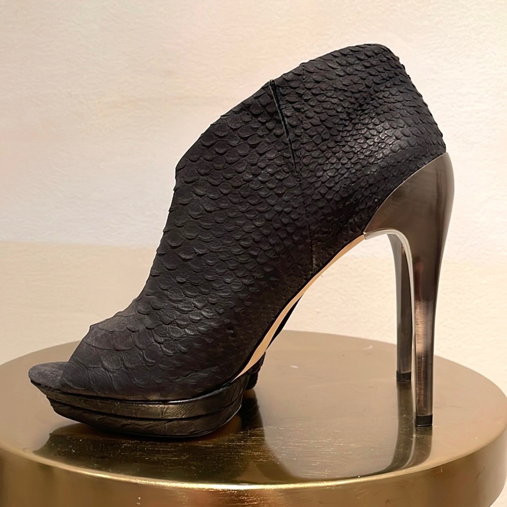 Bcbg Maxazria Python Open Toe Platform Heel Booti… - image 1